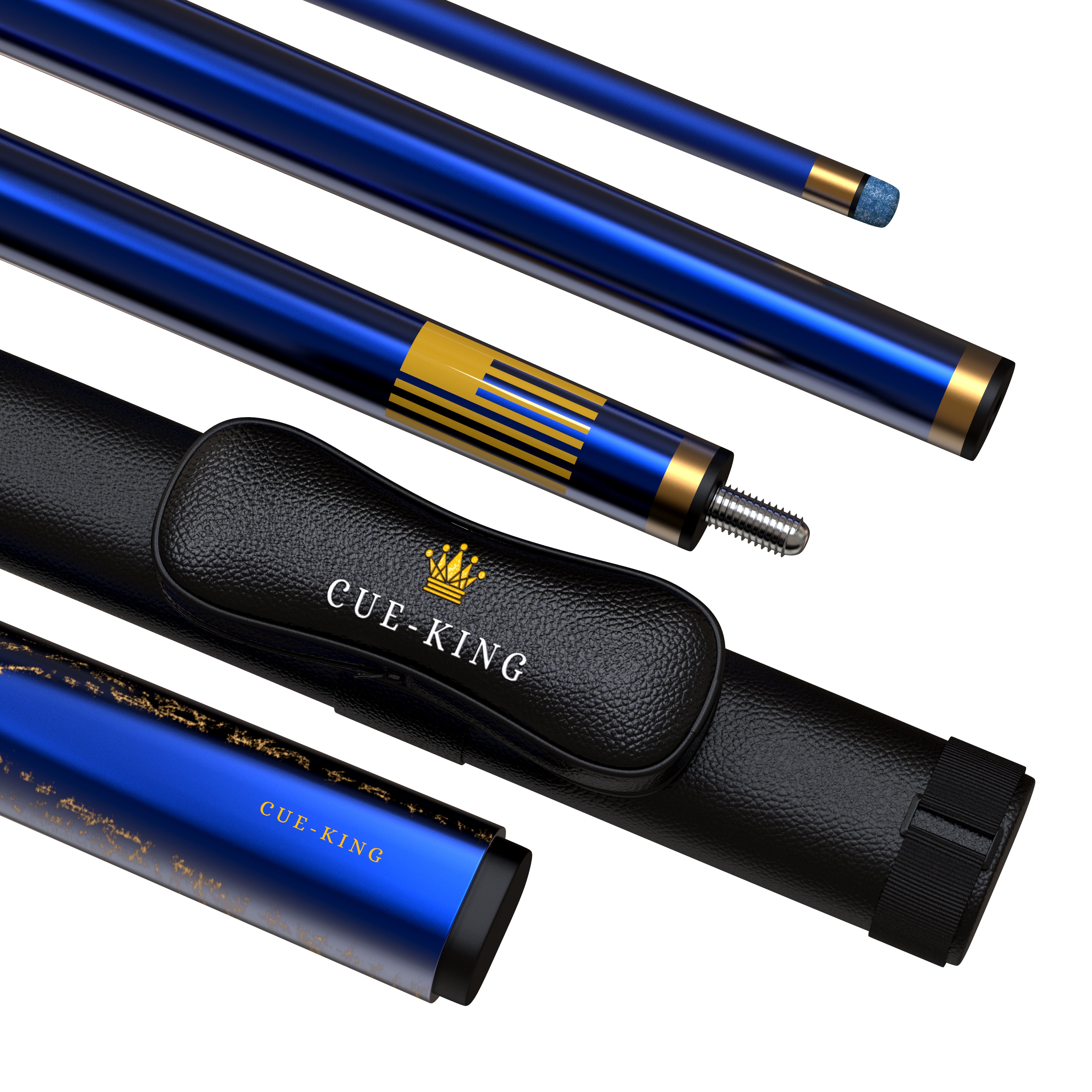 Cue-King Premier 2.0 Professional Billiard Cue, 10.5mm tip, 20oz, 50/50 jointed, Leather bag included