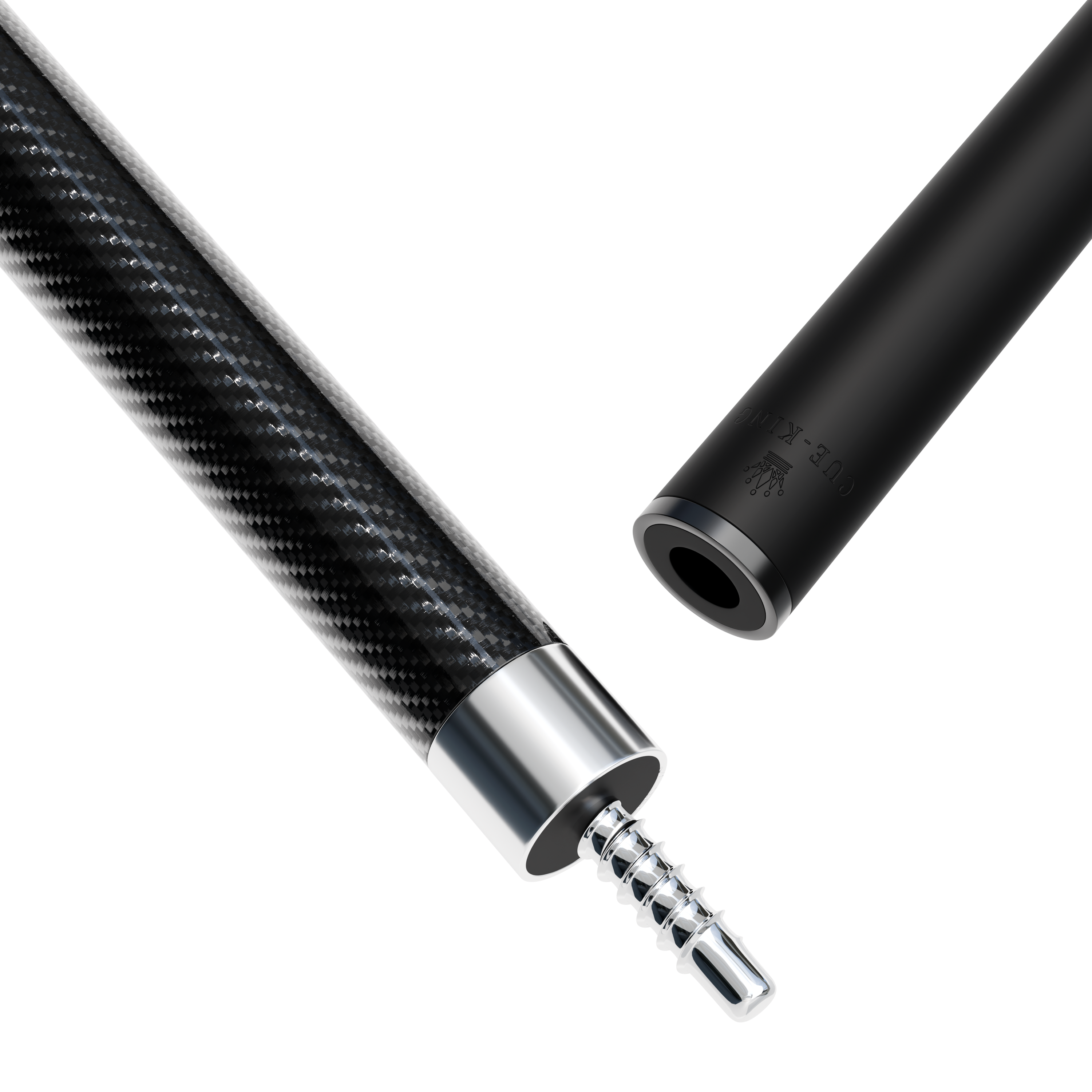 Cue-King Pool Cue Military-Grade Carbon 58” 18oz 2 Piece with 12.5mm Premium Tip Finished in Gloss Exposed Carbon, Professional Pool Cue