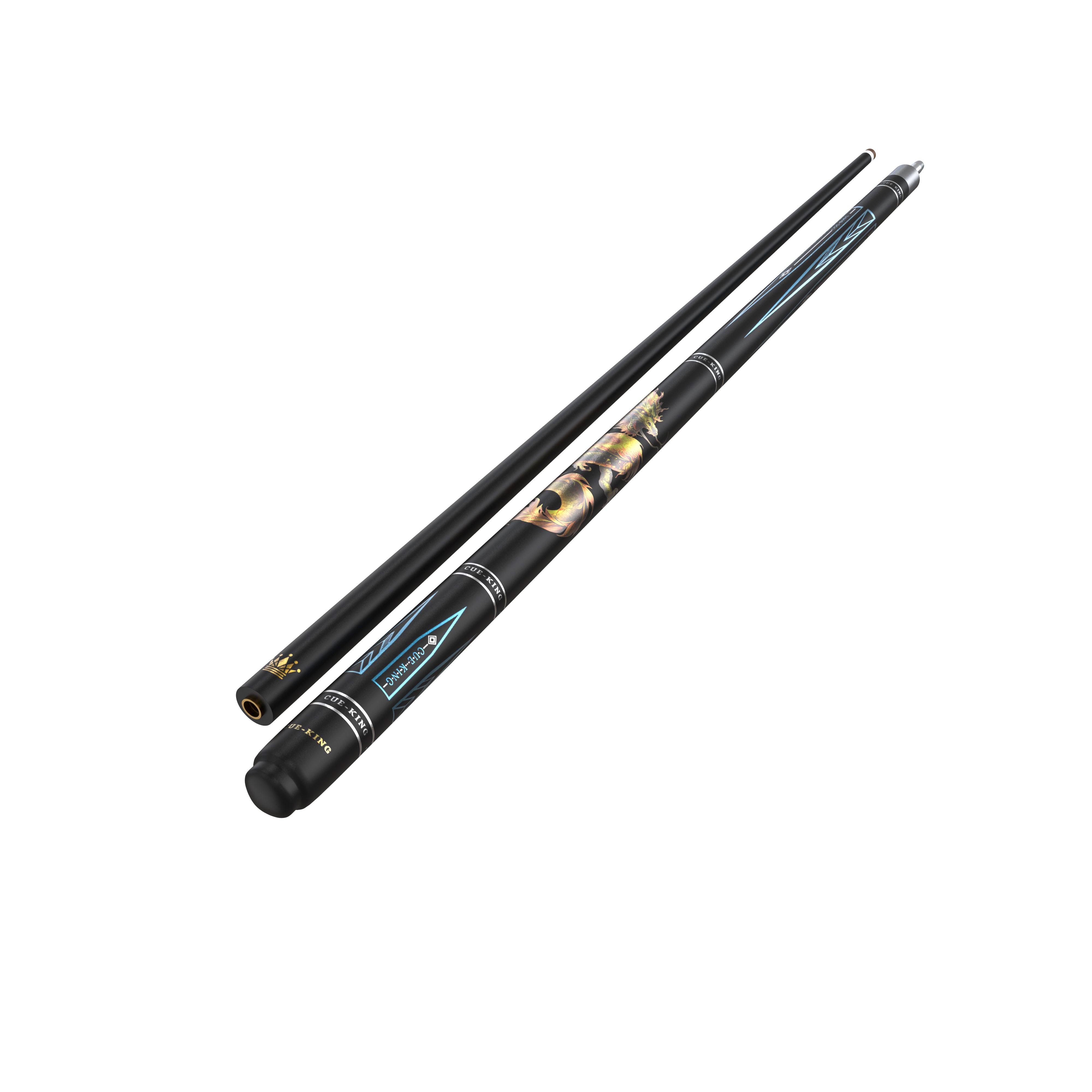 Cue-King Dragon Pool Cue, Solid Wood and Fibreglass, Stainless Steel Unilock Joint, Premium Grip, Golden Dragon Design