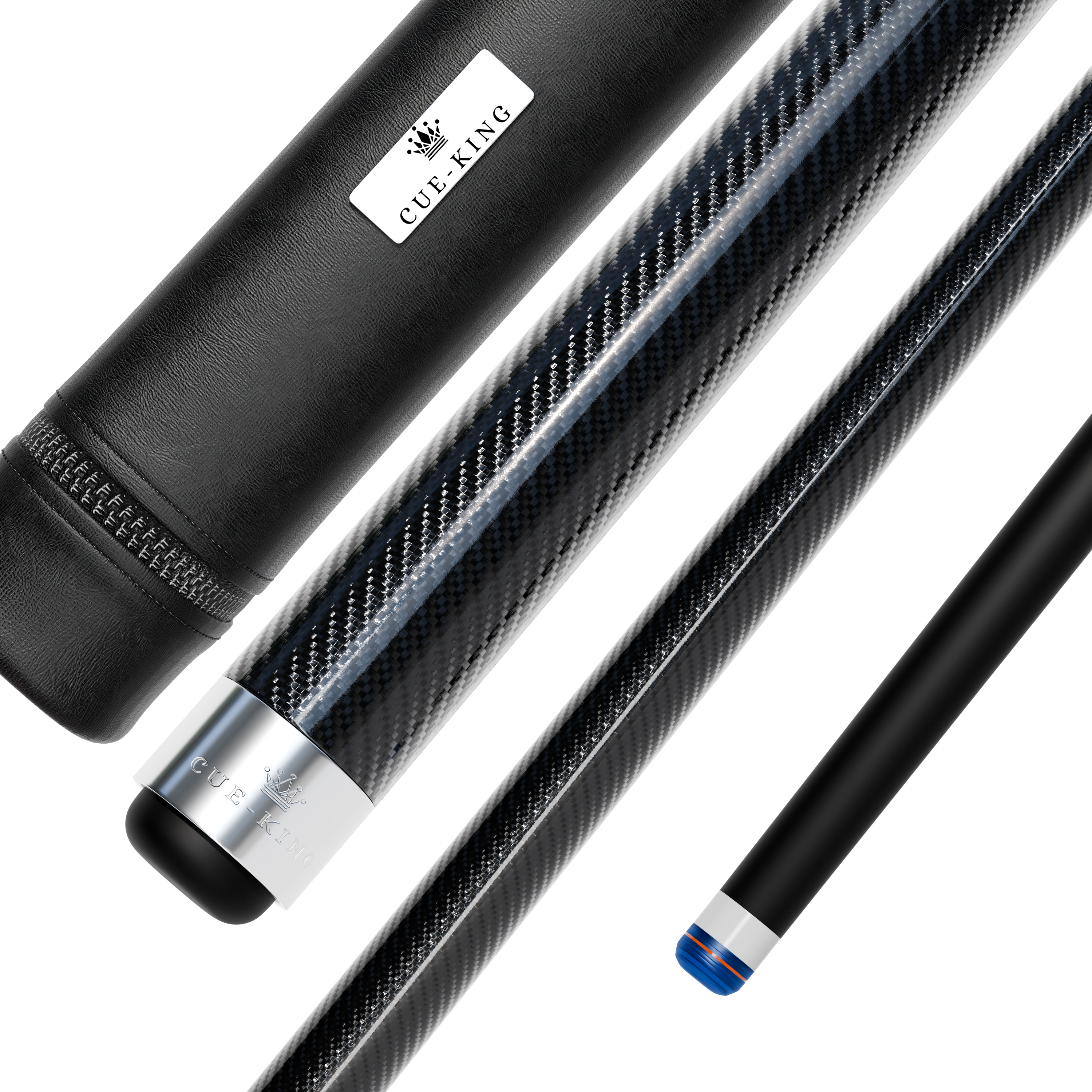 Pool Cue Military-Grade Carbon 58” 18oz 2 Piece with 12.5mm Premium Tip Finished in Gloss Exposed Carbon, Professional Pool Cue