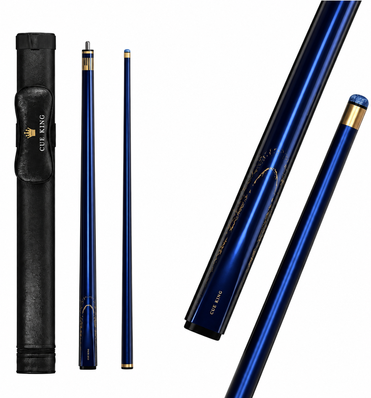 Cue-King Premier 2.0 Professional Pool Cue, 9.5mm tip, 20oz, 50/50 jointed, Leather bag included