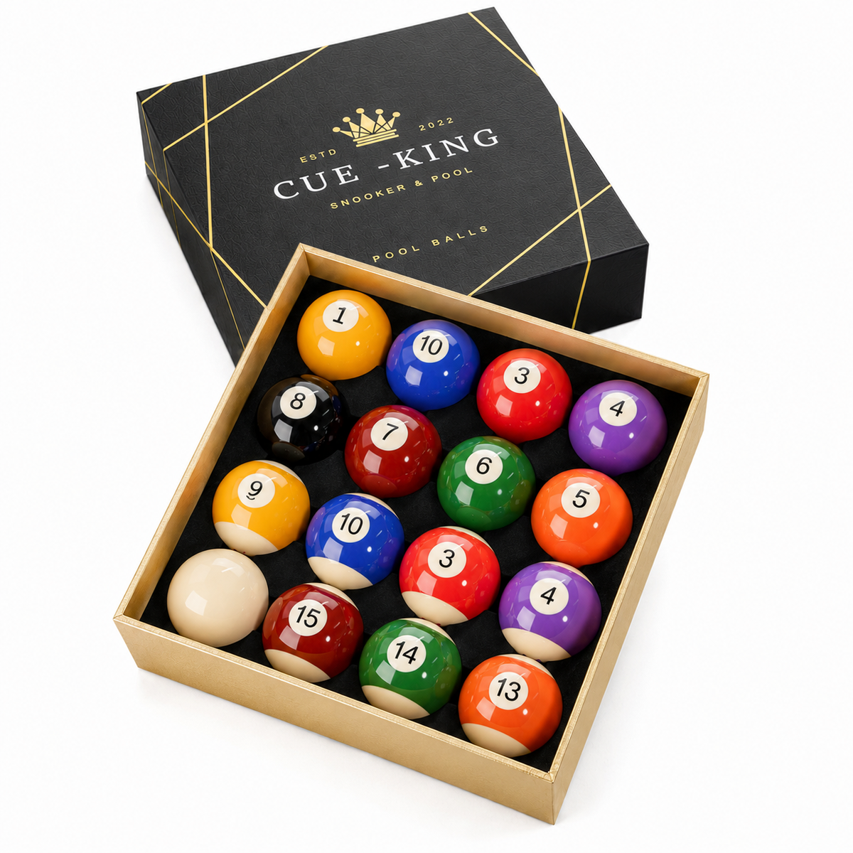 Cue-King Spots & Stripes Pool Balls – 2 Inch, UK, 16-Ball Set