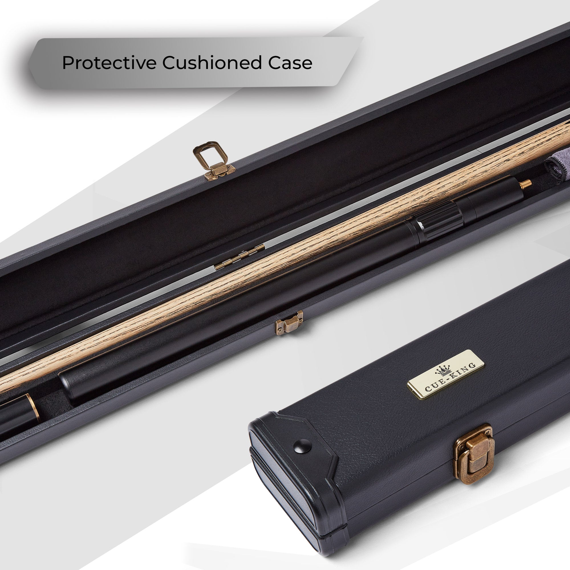 Cue-King Black Series 57" Snooker and Pool Cue 3/4 Jointed With Leather Case and XL Telescopic Extension