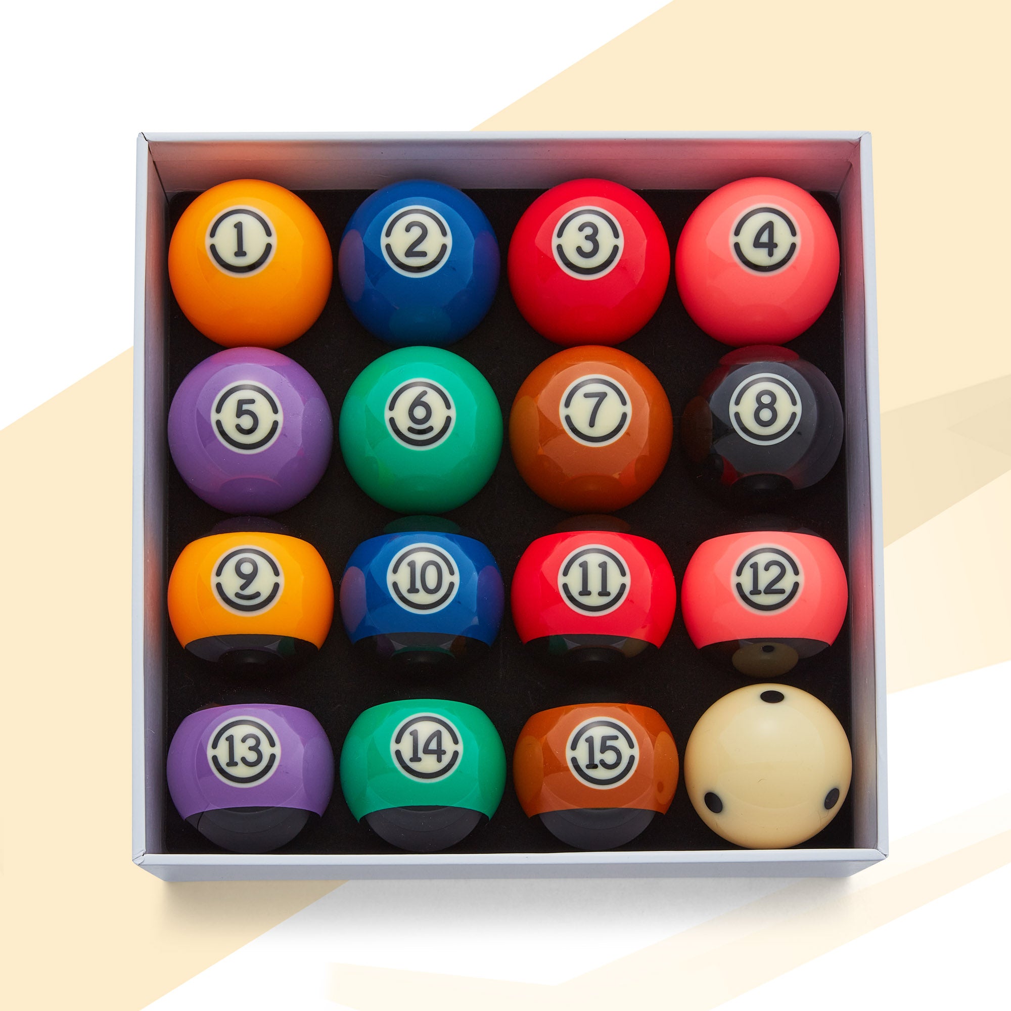 Cue-King Premium Black Edition Pool Balls with Spotted Cue Ball, 2” UK Size