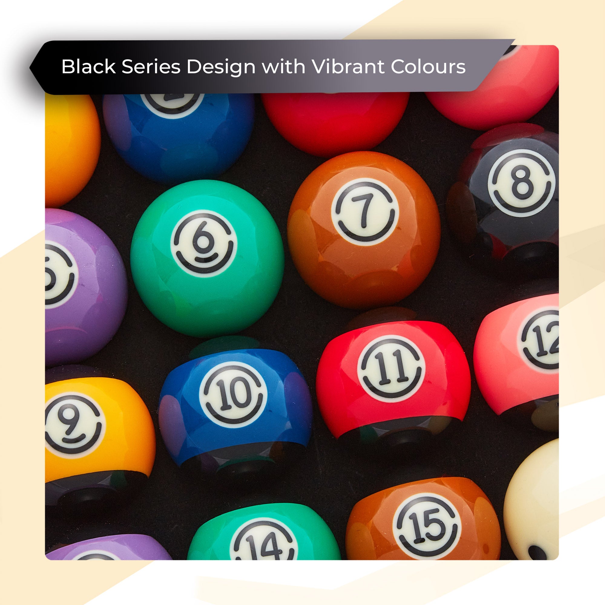 Cue-King Premium Black Edition Pool Balls with Spotted Cue Ball, 2” UK Size