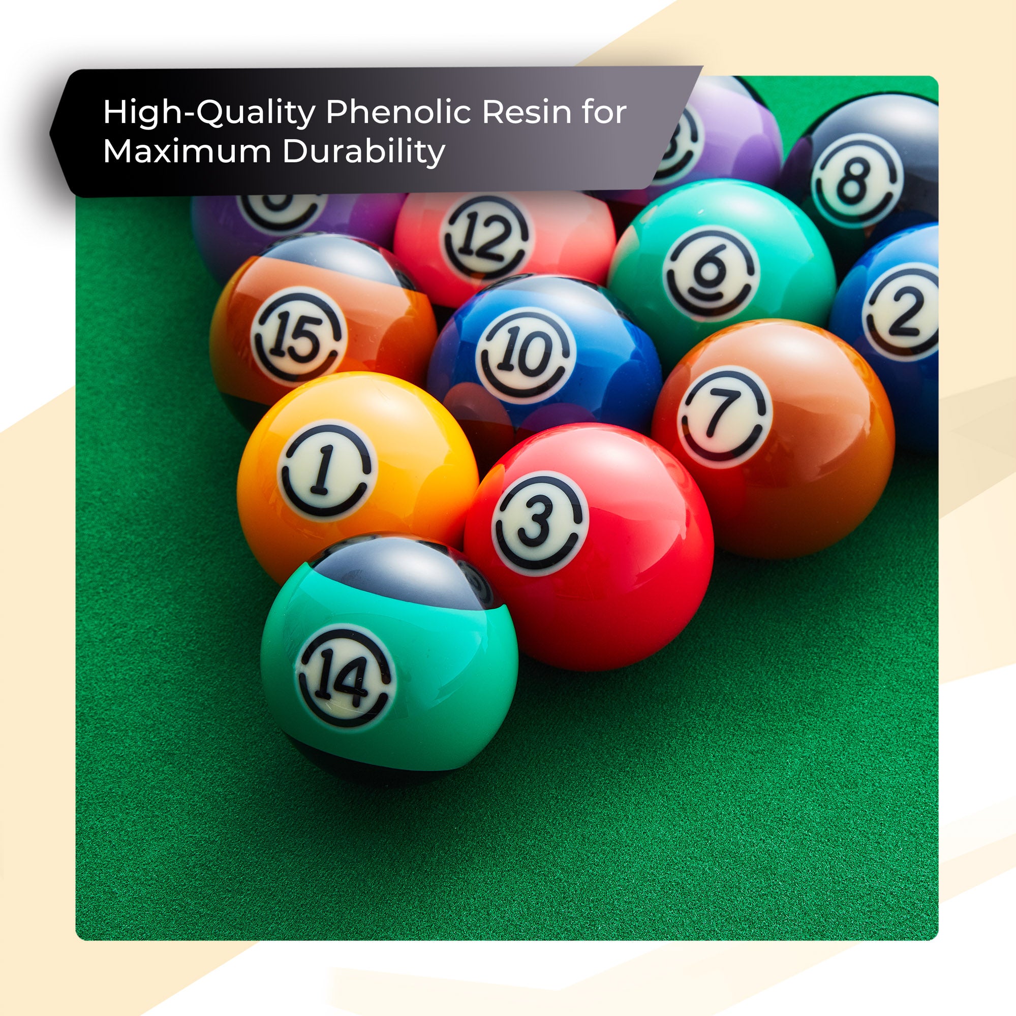 Cue-King Premium Black Edition Pool Balls with Spotted Cue Ball, 2” UK Size