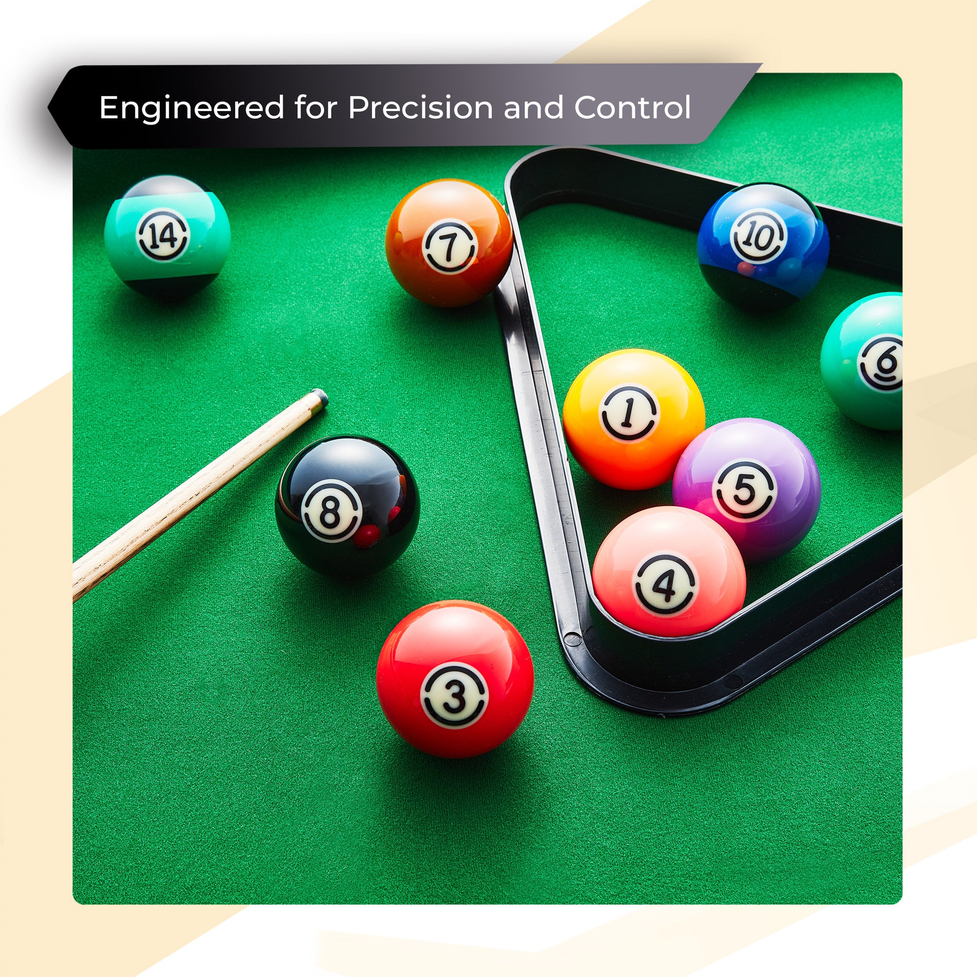 Cue-King Premium Black Edition Pool Balls with Spotted Cue Ball, 2” UK Size