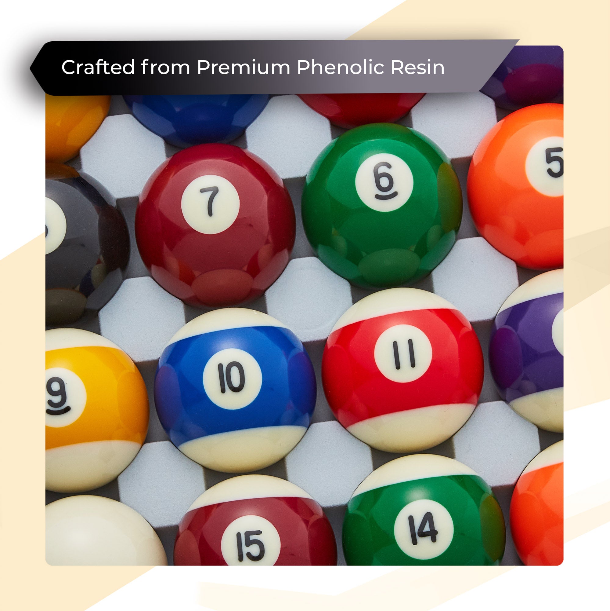 Cue-King Premium Spots and Stripes Pool Balls, 2” UK Size, 1 7/8” White Ball