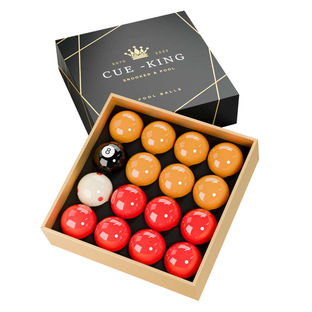 Cue-King Premium Red and Yellow Pool Balls, 2” with 1 7/8” White Ball UK Size