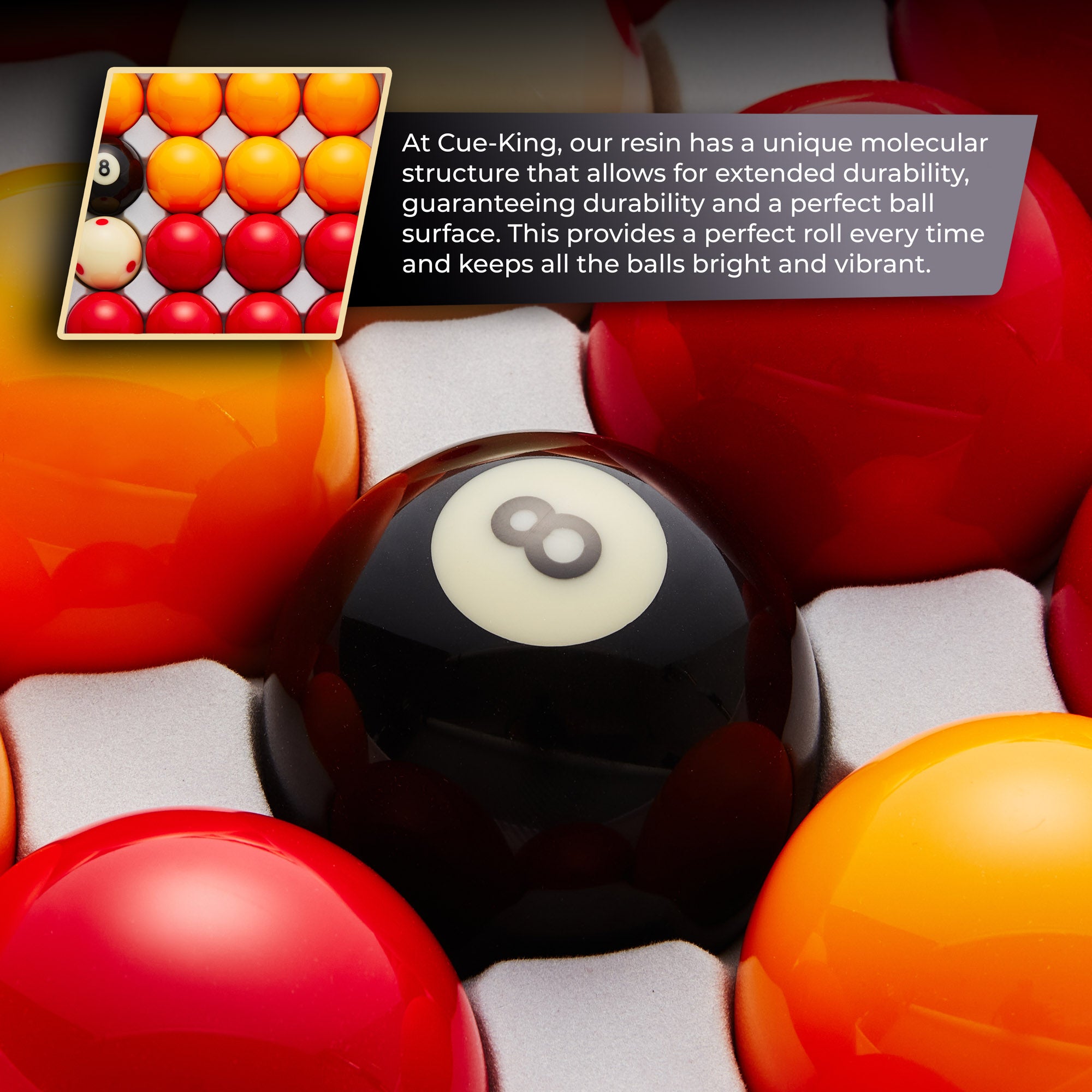 Cue-King Premium Red and Yellow Pool Balls, 2” with 1 7/8” White Ball UK Size