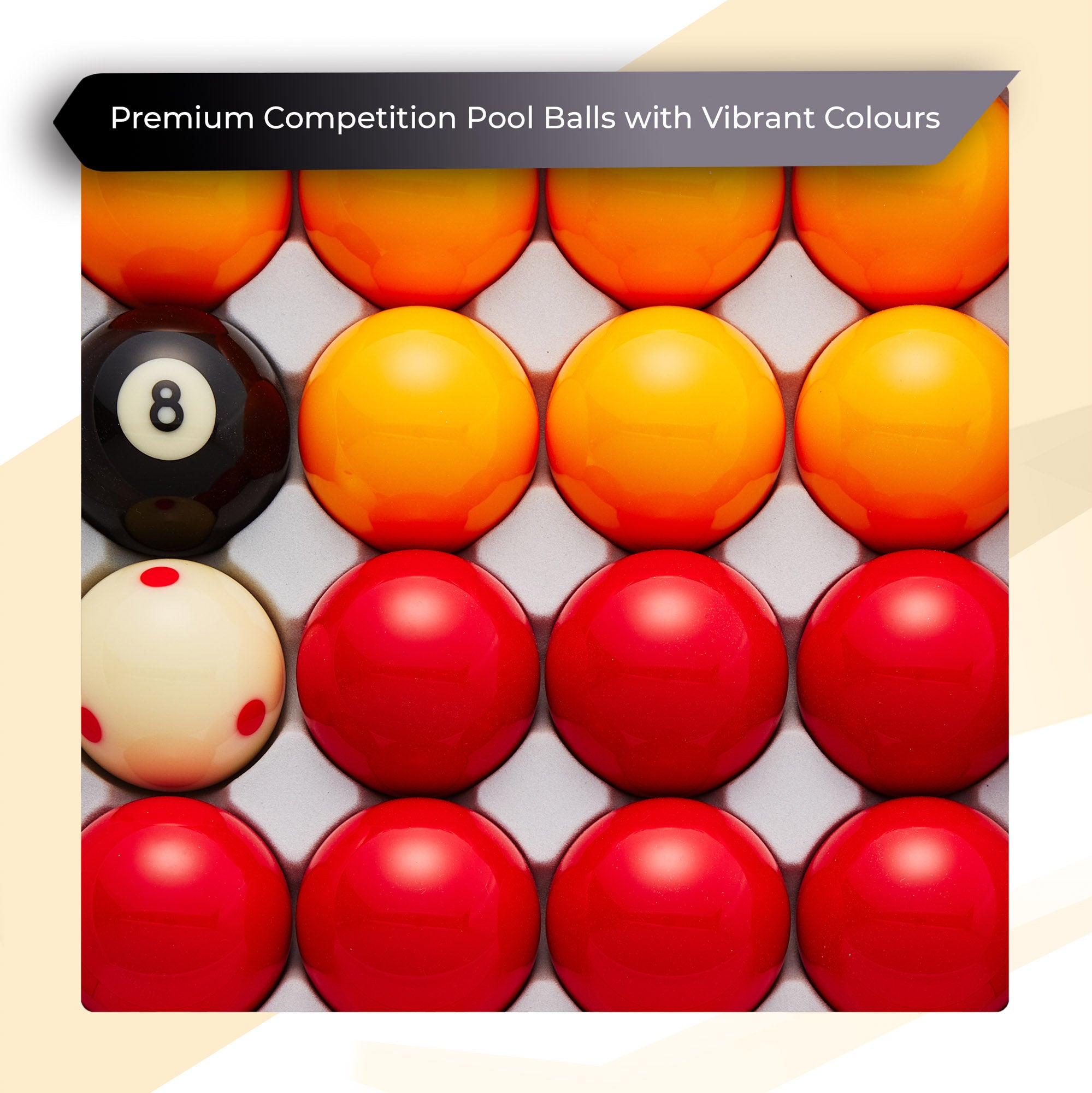 Cue-King Premium Red and Yellow Pool Balls, 2” with 1 7/8” White Ball UK Size