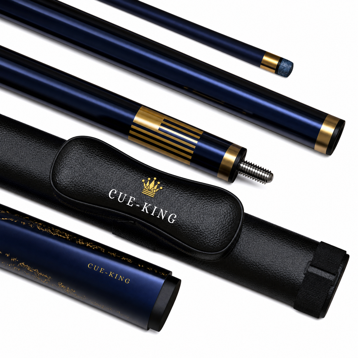 Cue-King Premier 2.0 Professional Pool Cue, 9.5mm tip, 20oz, 50/50 jointed, Leather bag included
