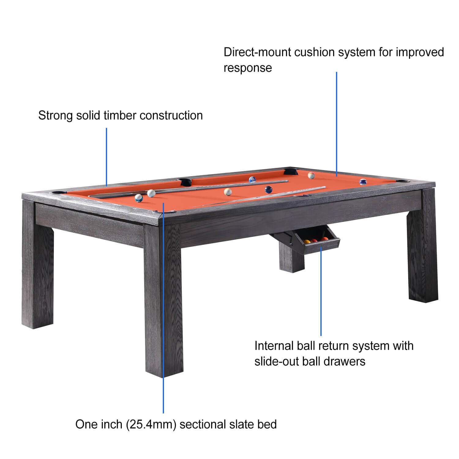 Cue-King Lux Hardwood Pool Table (Fully Customisable)