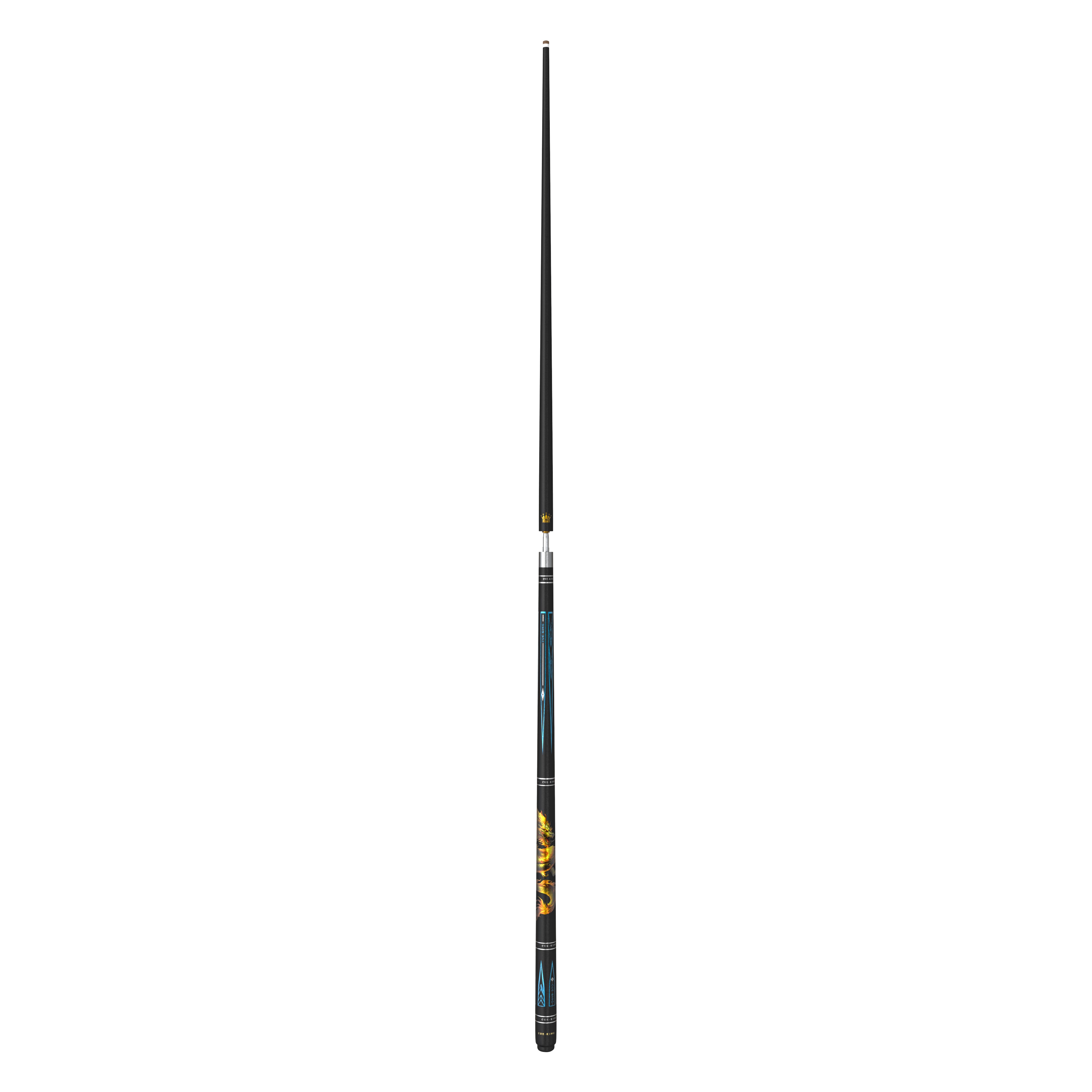 Cue-King Dragon Pool Cue, Solid Wood and Fibreglass, Stainless Steel Unilock Joint, Premium Grip, Golden Dragon Design