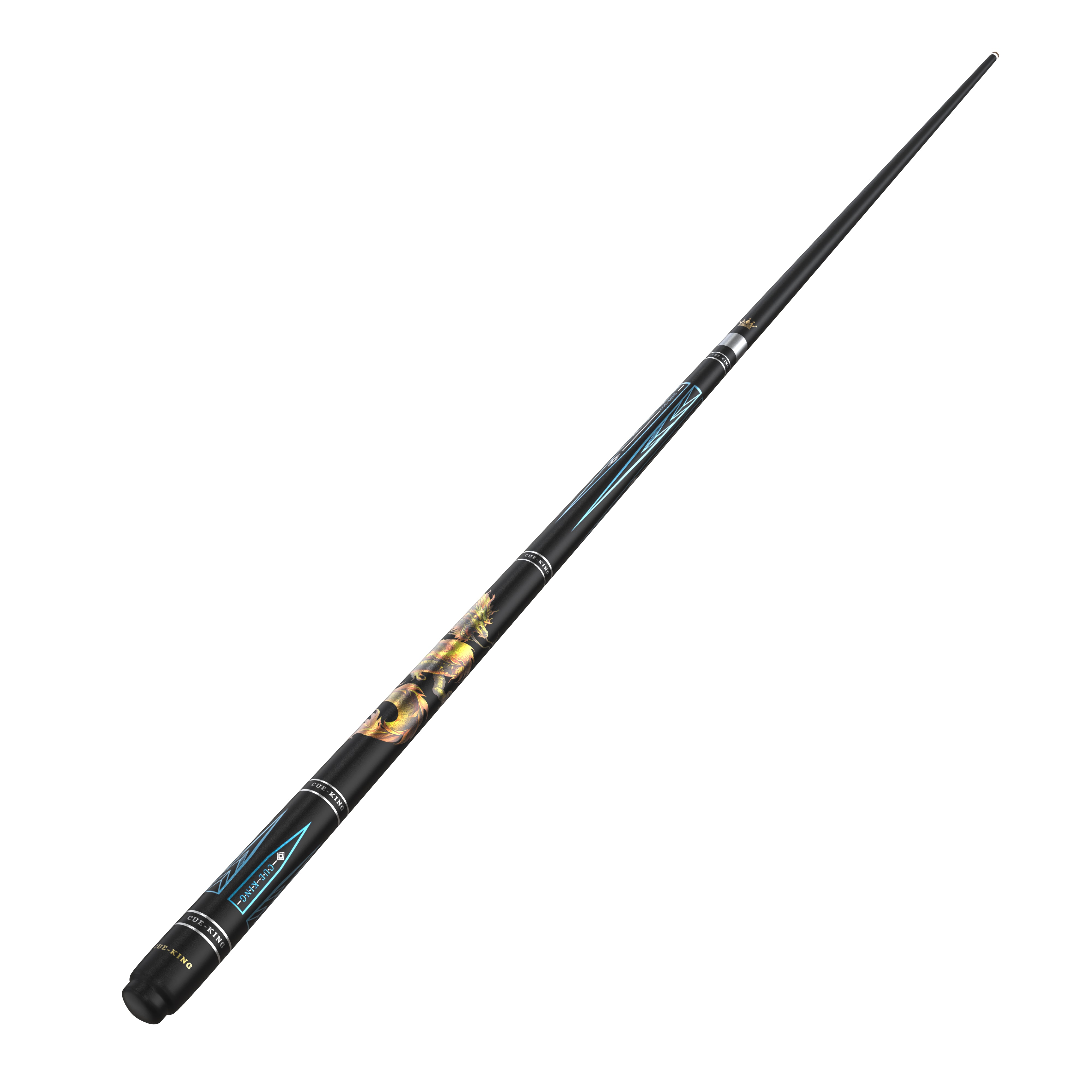 Cue-King Dragon Pool Cue, Solid Wood and Fibreglass, Stainless Steel Unilock Joint, Premium Grip, Golden Dragon Design