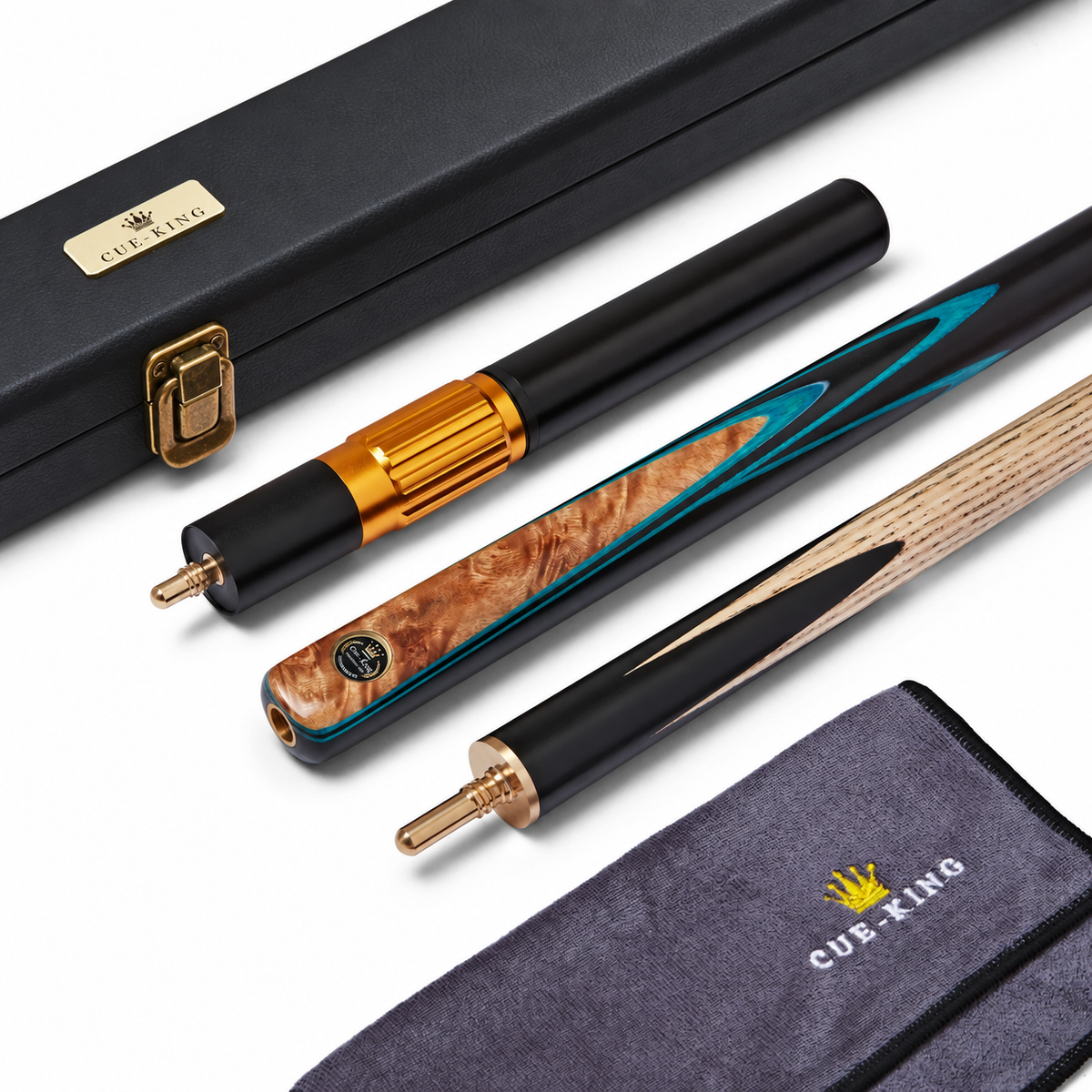 Cue-King Premier 300 Snooker Cue – 9.5mm, 3/4 Joint, Leather Case