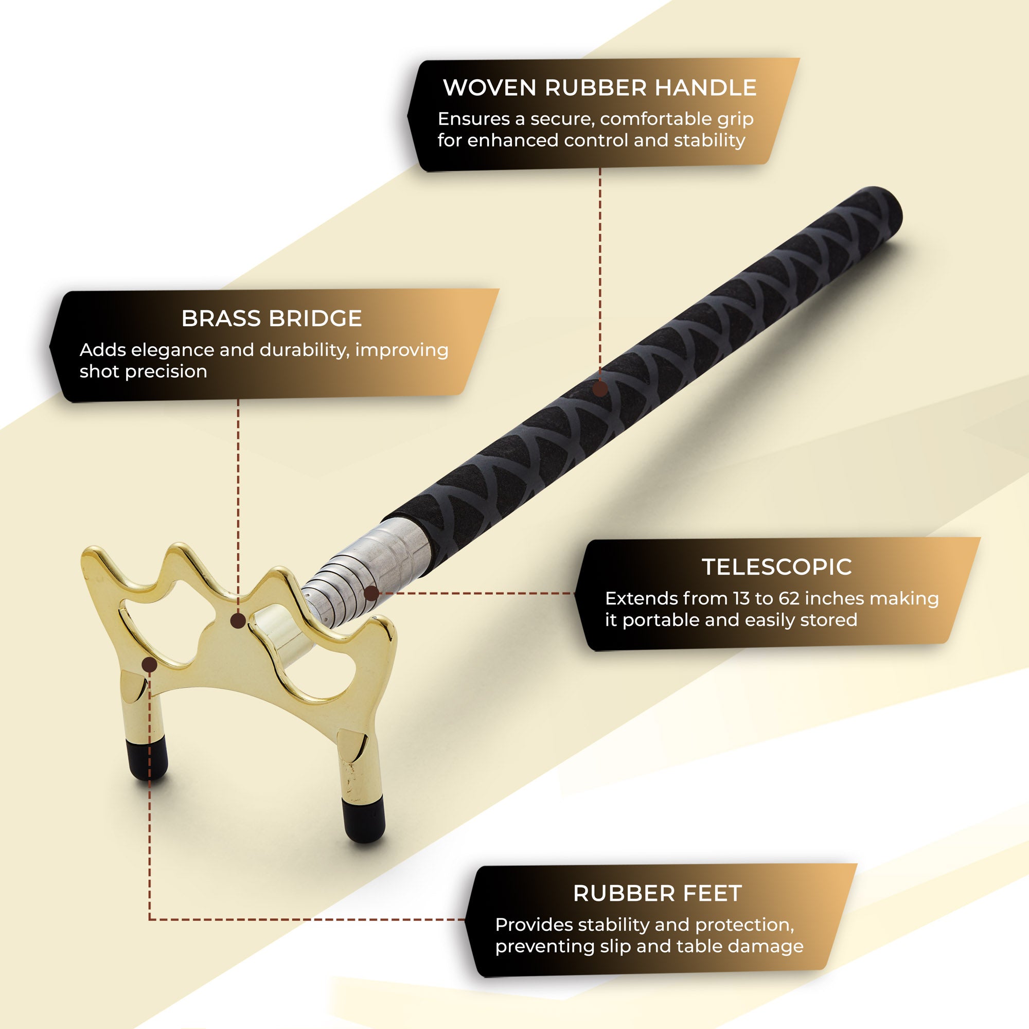 Cue-King Professional Telescopic Bridge Stick with Premium Grip