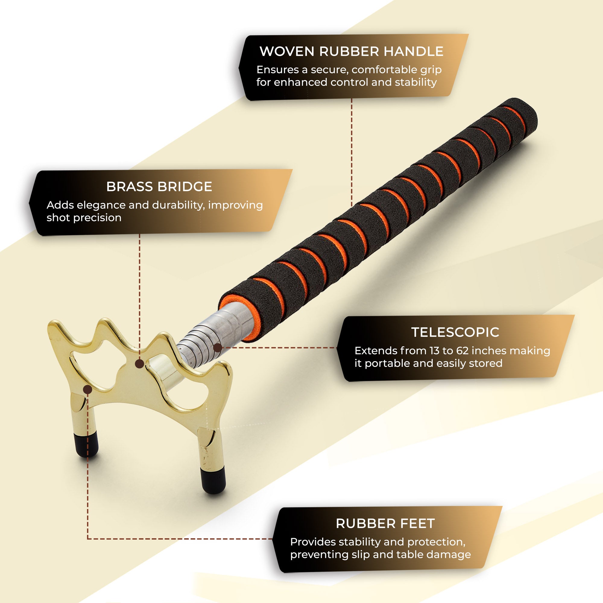 Cue-King Telescopic Bridge Stick with Premium Foam Handle, Pool Accessories, Snooker Accessories, Bridge for Snooker