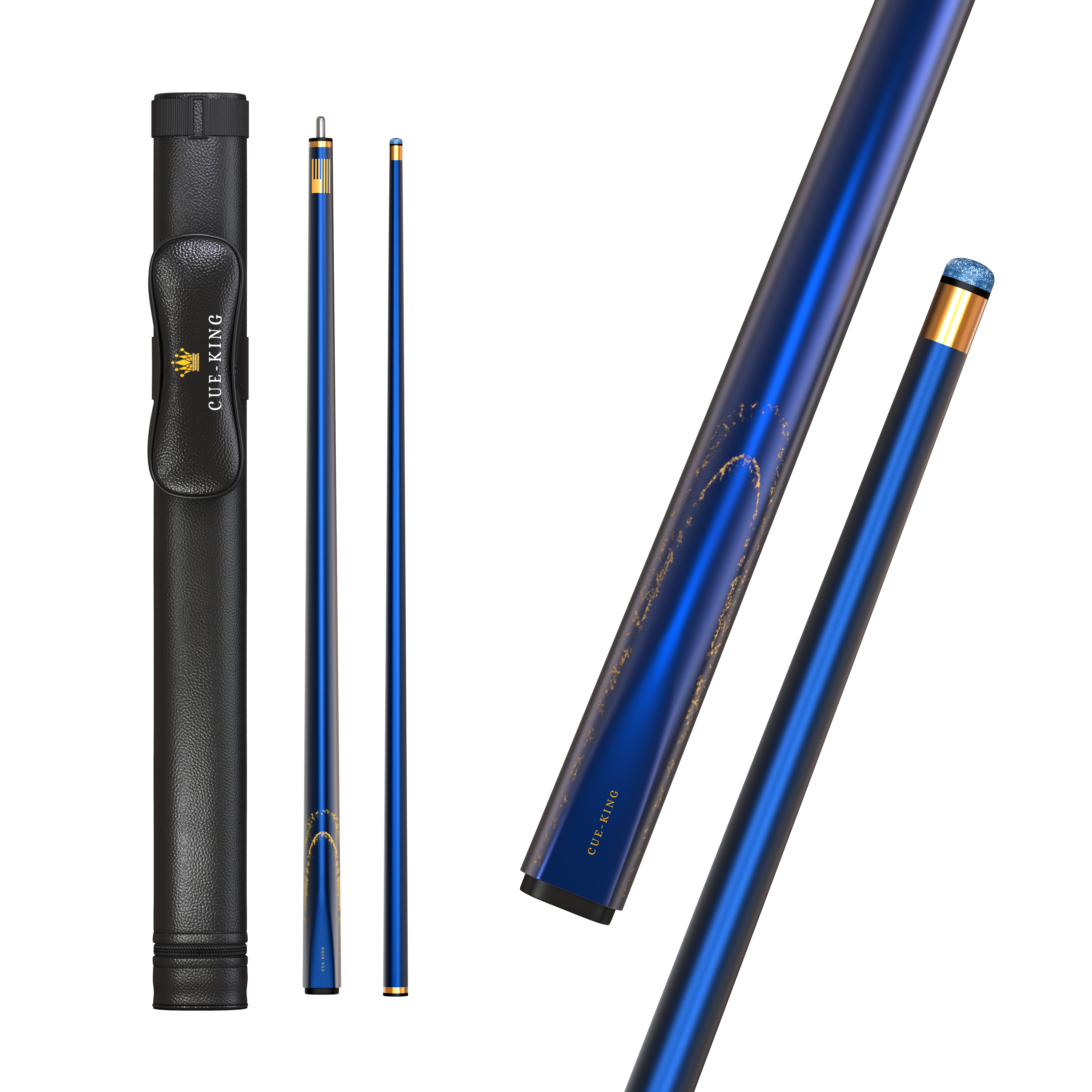 Cue-King Premier 2.0 Professional Billiard Cue, 10.5mm tip, 20oz, 50/50 jointed, Leather bag included