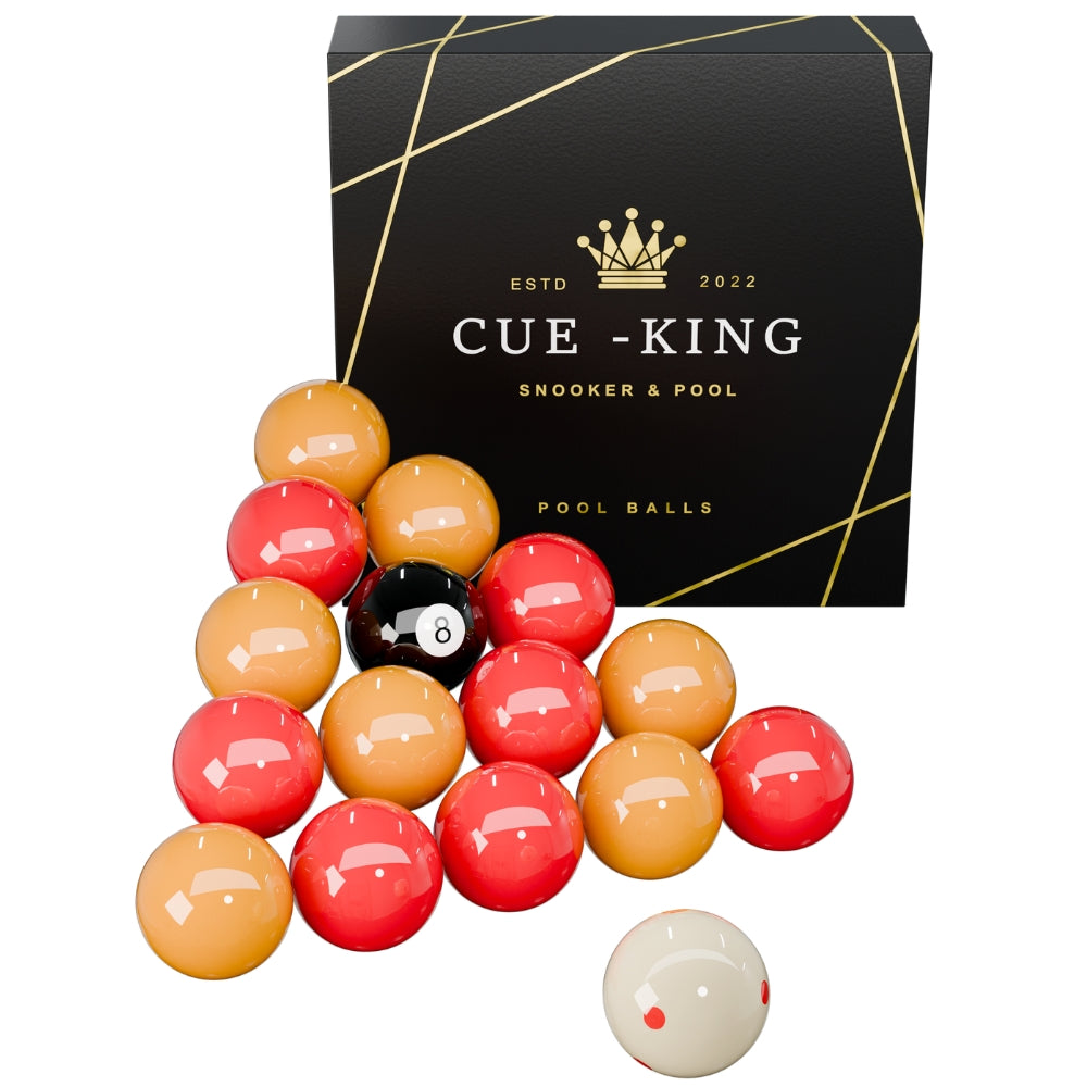 Cue-King Premium Red and Yellow Pool Balls, 2” with 1 7/8” White Ball UK Size
