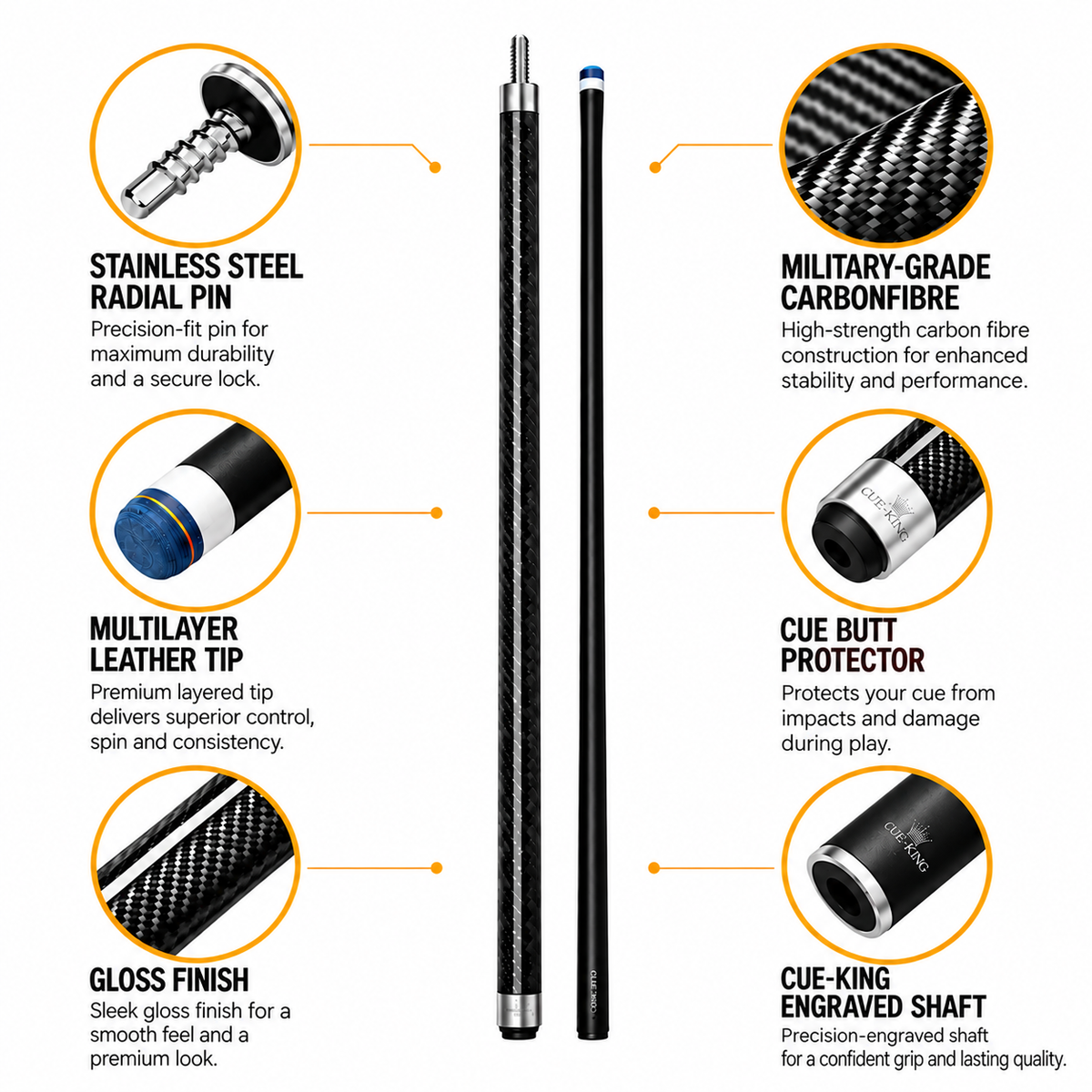 Cue-King Carbon Pro Carbon Fibre Pool Cue