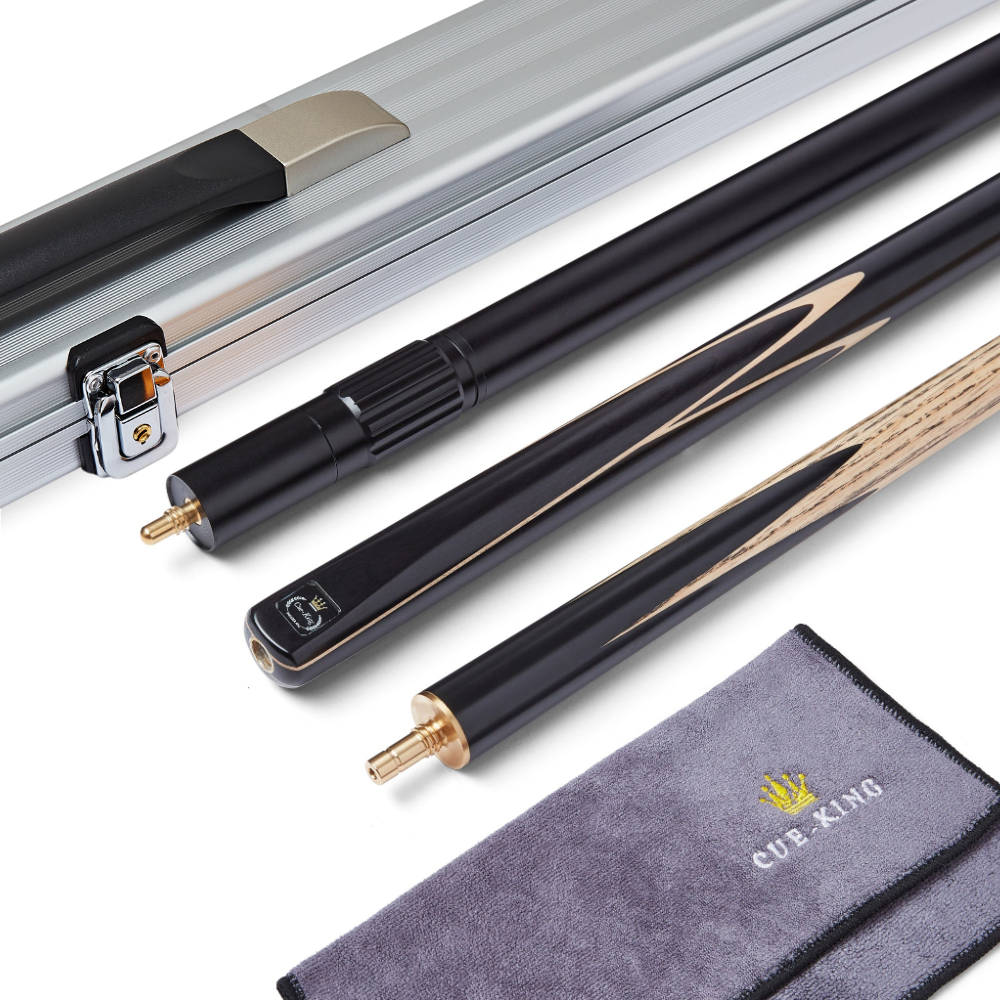 Cue-King Black Series 57" Snooker and Pool Cue 3/4 Jointed With Aluminium Case and XL Telescopic Extension