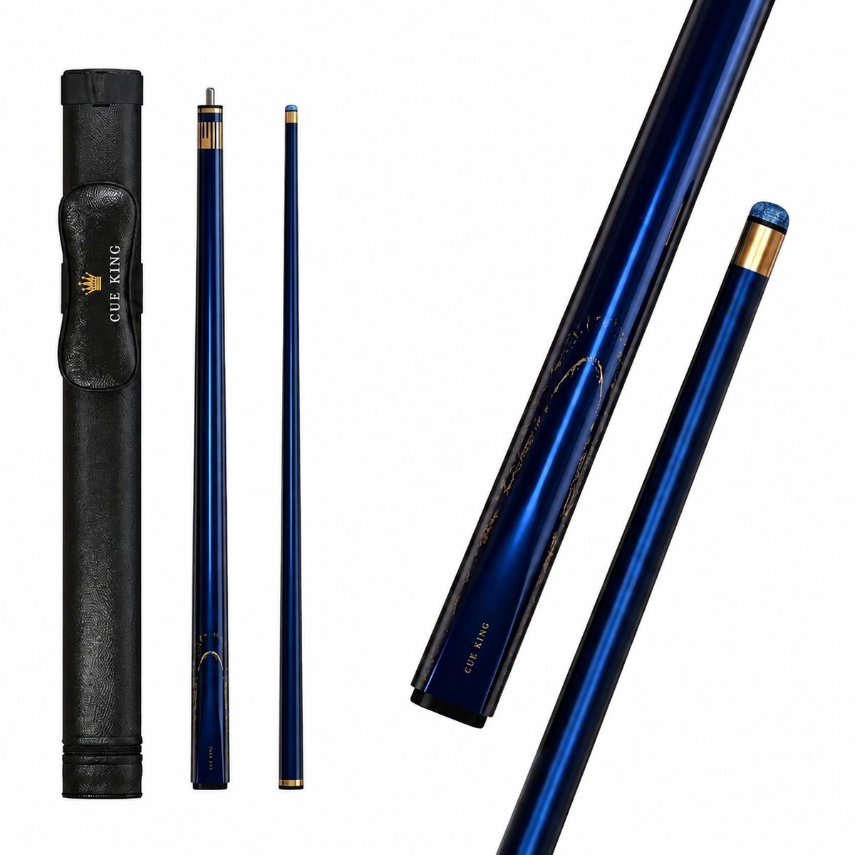 Cue-King Premier 2.0 Professional Pool Cue, 9.5mm tip, 20oz, 50/50 jointed, Leather bag included
